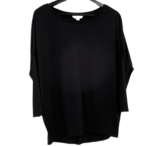 Black Tunic Top Size Medium Women's Middle seam New Ophelia Roe - Picture 3 of 12